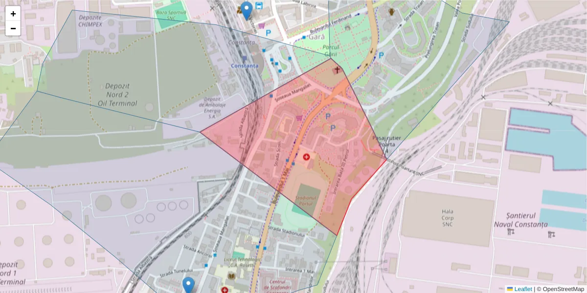 Hartă a codului poștal  și a codurilor poștale învecinate