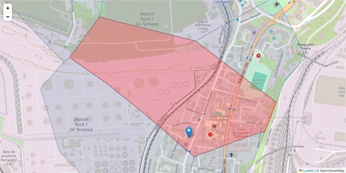 Hartă a codului poștal  și a codurilor poștale învecinate