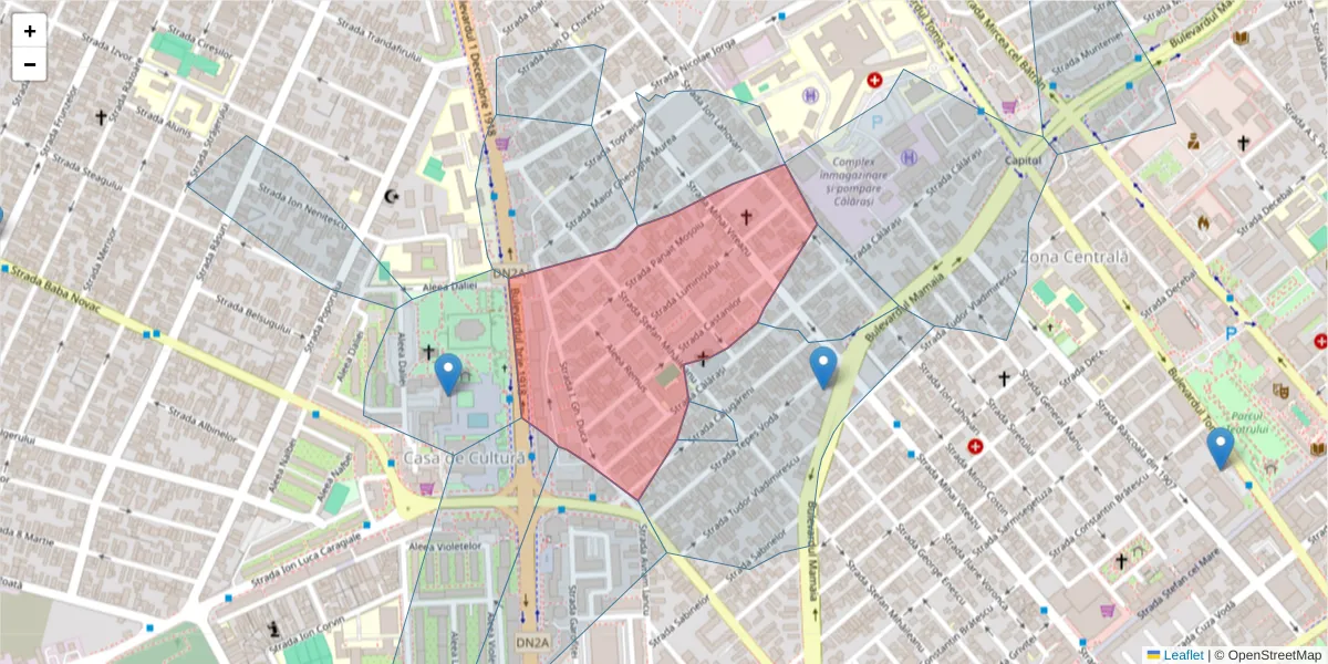 Hartă a codului poștal  și a codurilor poștale învecinate