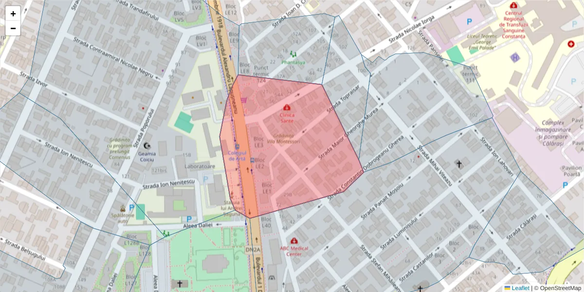 Hartă a codului poștal  și a codurilor poștale învecinate