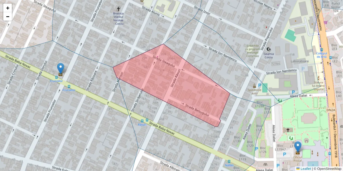 Hartă a codului poștal  și a codurilor poștale învecinate