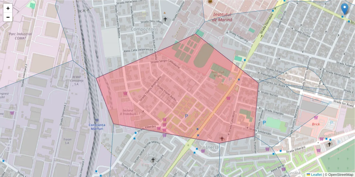 Hartă a codului poștal  și a codurilor poștale învecinate