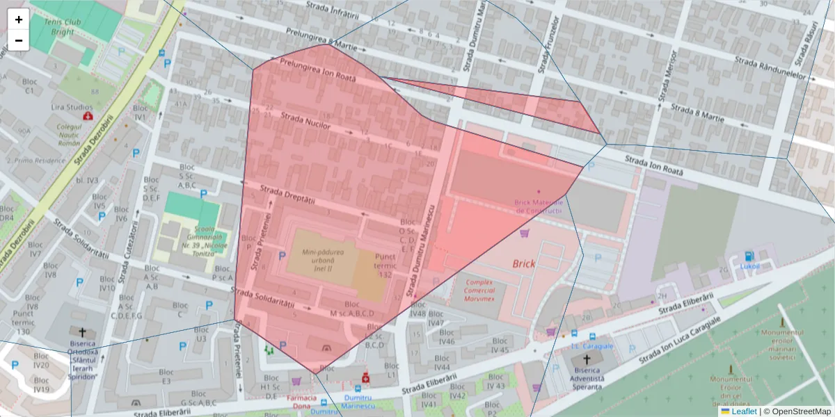 Hartă a codului poștal  și a codurilor poștale învecinate