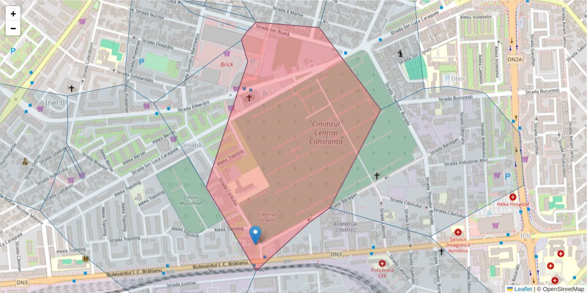 Hartă a codului poștal  și a codurilor poștale învecinate