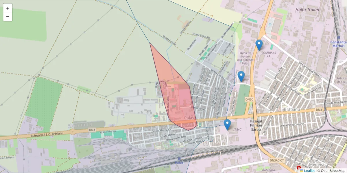 Hartă a codului poștal  și a codurilor poștale învecinate