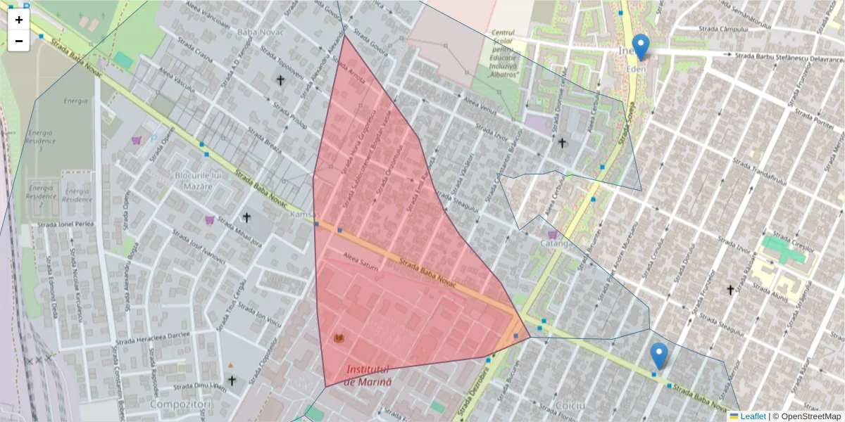 Hartă a codului poștal  și a codurilor poștale învecinate