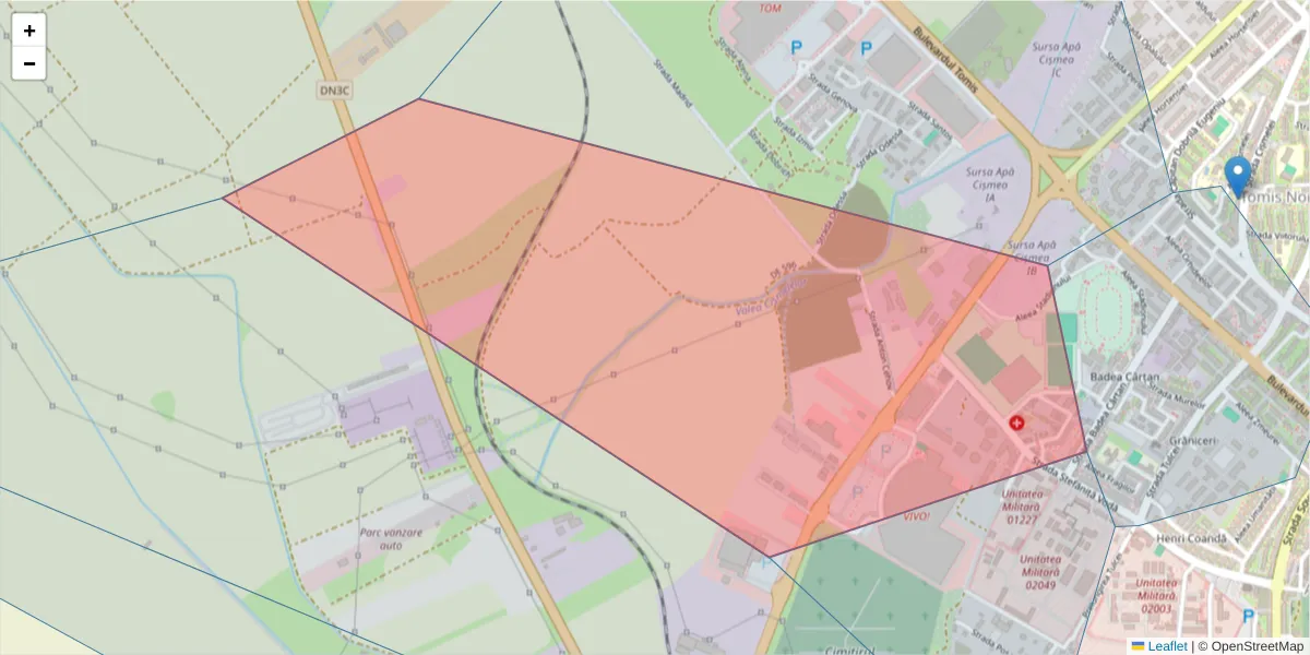 Hartă a codului poștal  și a codurilor poștale învecinate