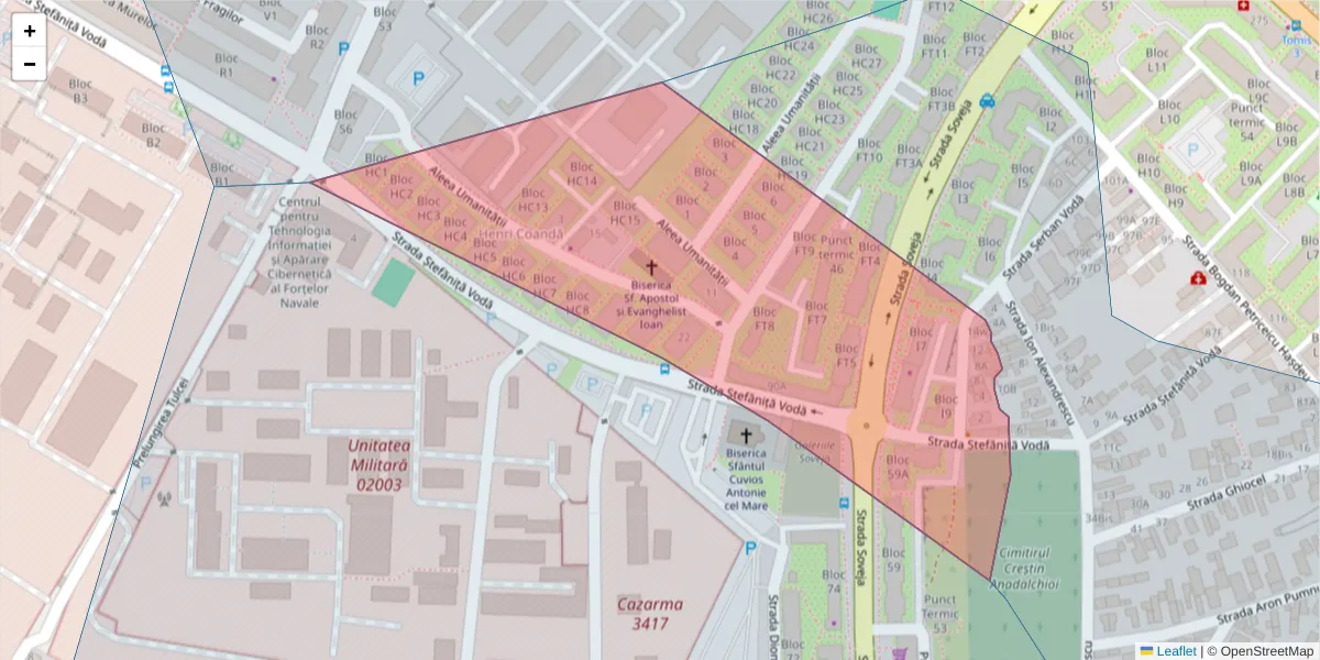 Hartă a codului poștal  și a codurilor poștale învecinate