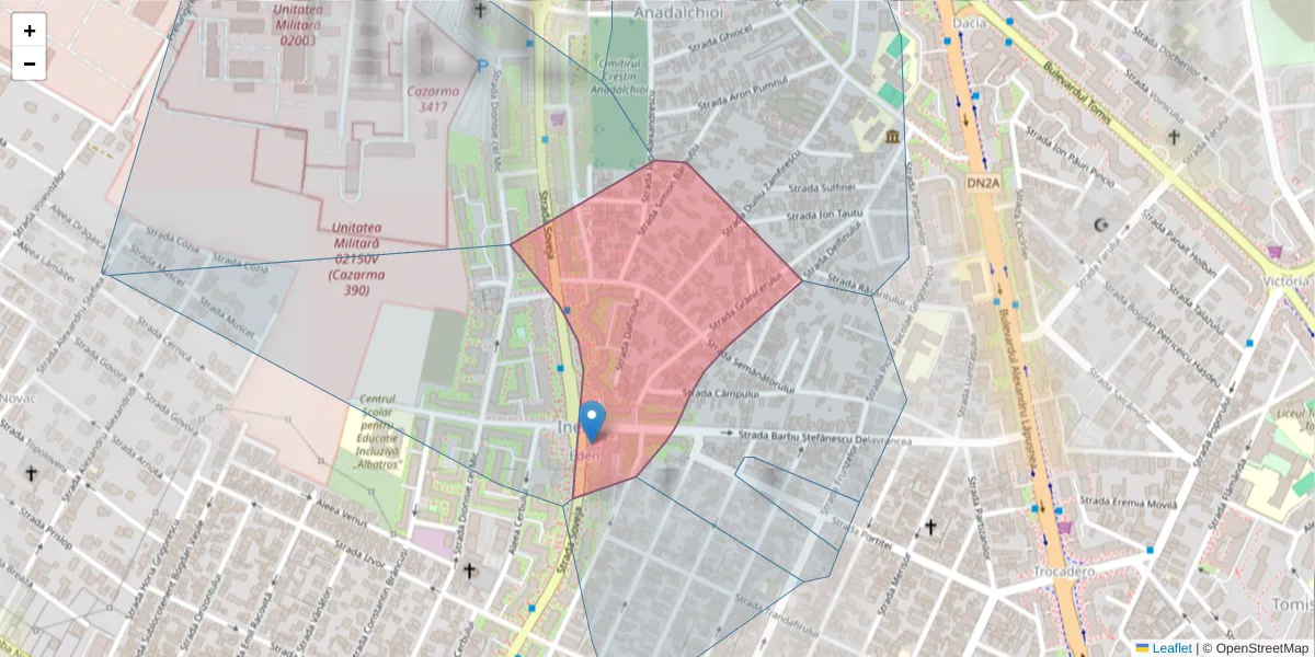 Hartă a codului poștal  și a codurilor poștale învecinate