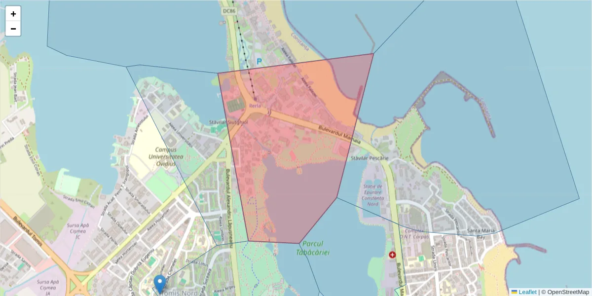 Hartă a codului poștal  și a codurilor poștale învecinate