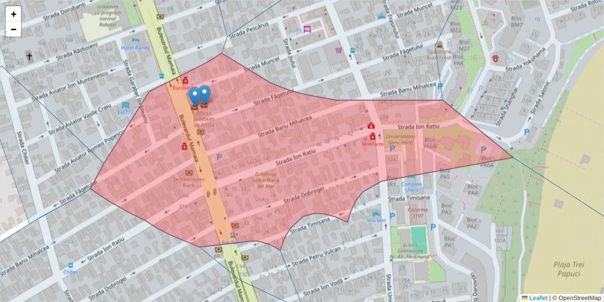 Hartă a codului poștal  și a codurilor poștale învecinate