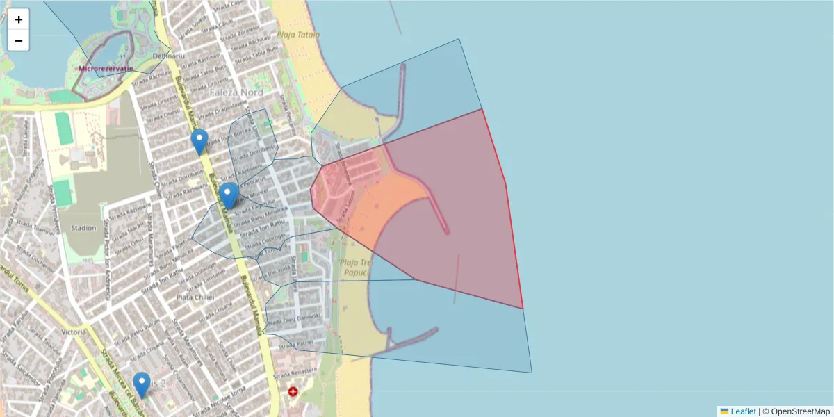 Hartă a codului poștal  și a codurilor poștale învecinate