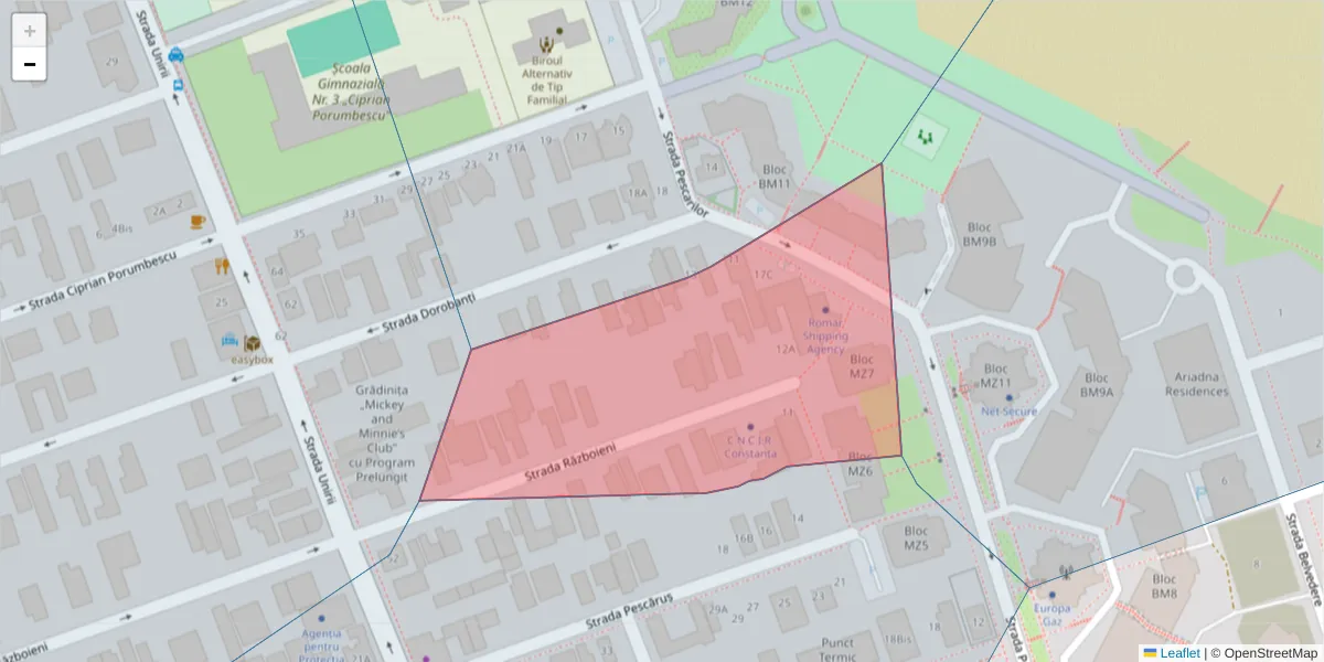 Hartă a codului poștal  și a codurilor poștale învecinate