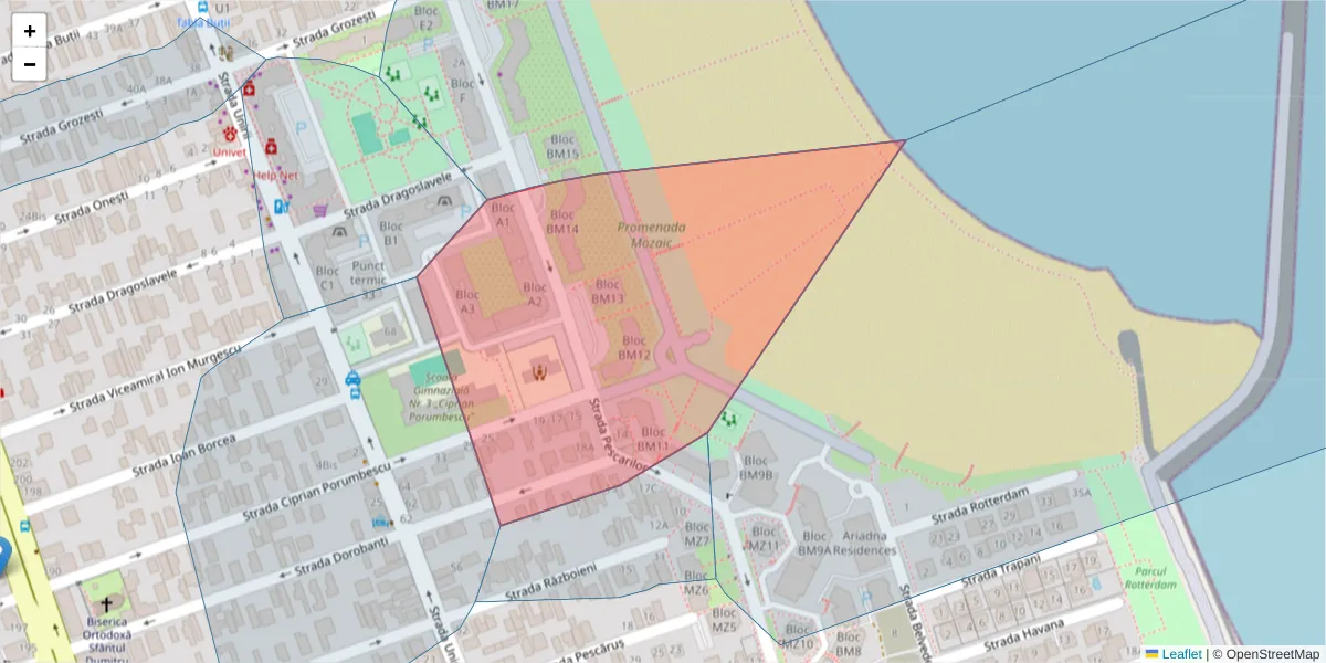 Hartă a codului poștal  și a codurilor poștale învecinate