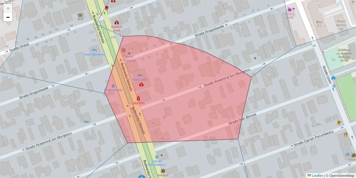 Hartă a codului poștal  și a codurilor poștale învecinate