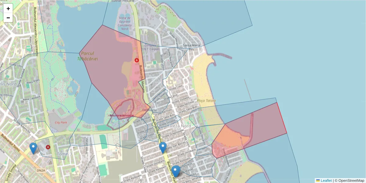 Hartă a codului poștal  și a codurilor poștale învecinate