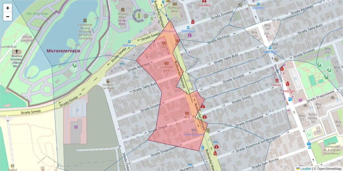 Hartă a codului poștal  și a codurilor poștale învecinate