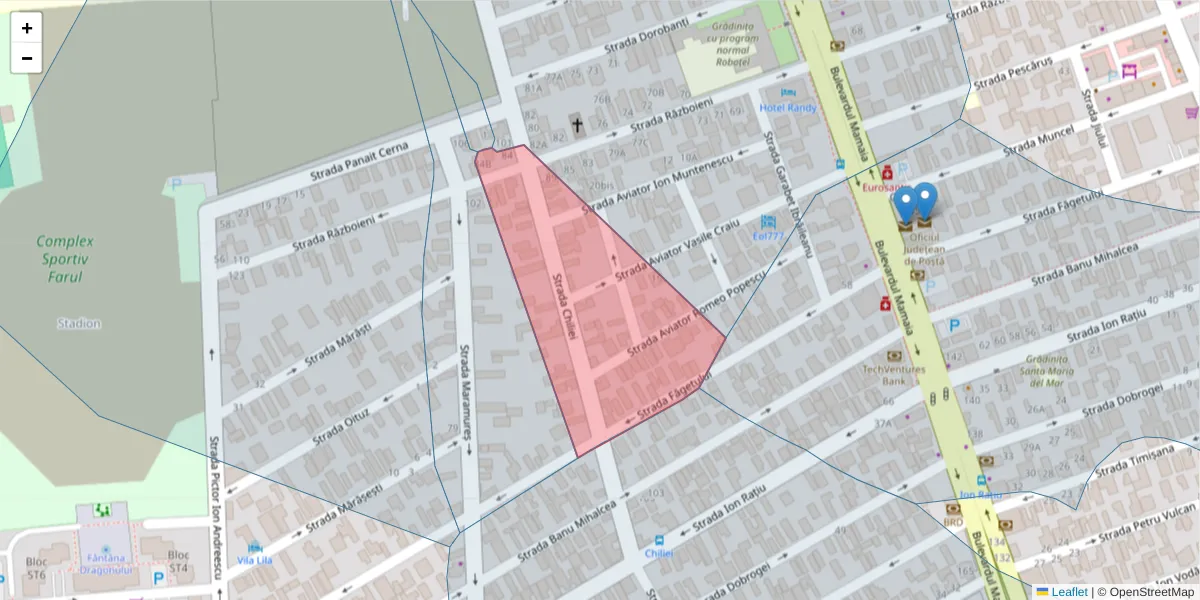 Hartă a codului poștal  și a codurilor poștale învecinate