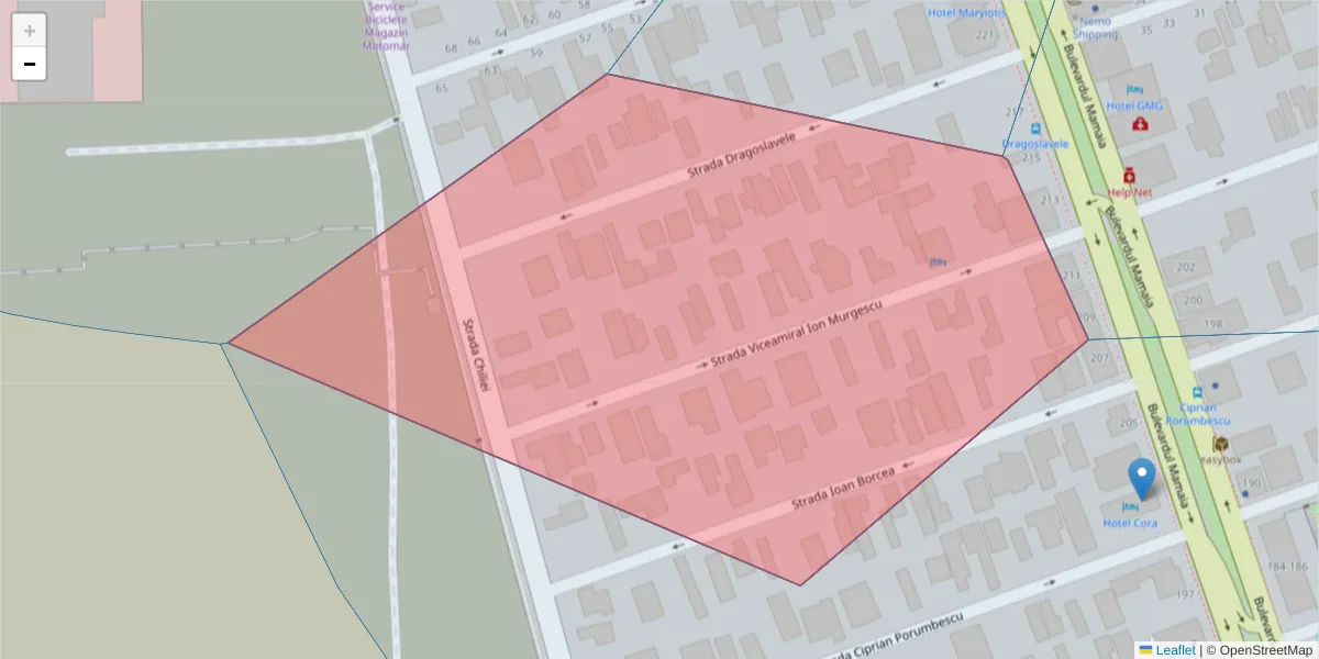 Hartă a codului poștal  și a codurilor poștale învecinate