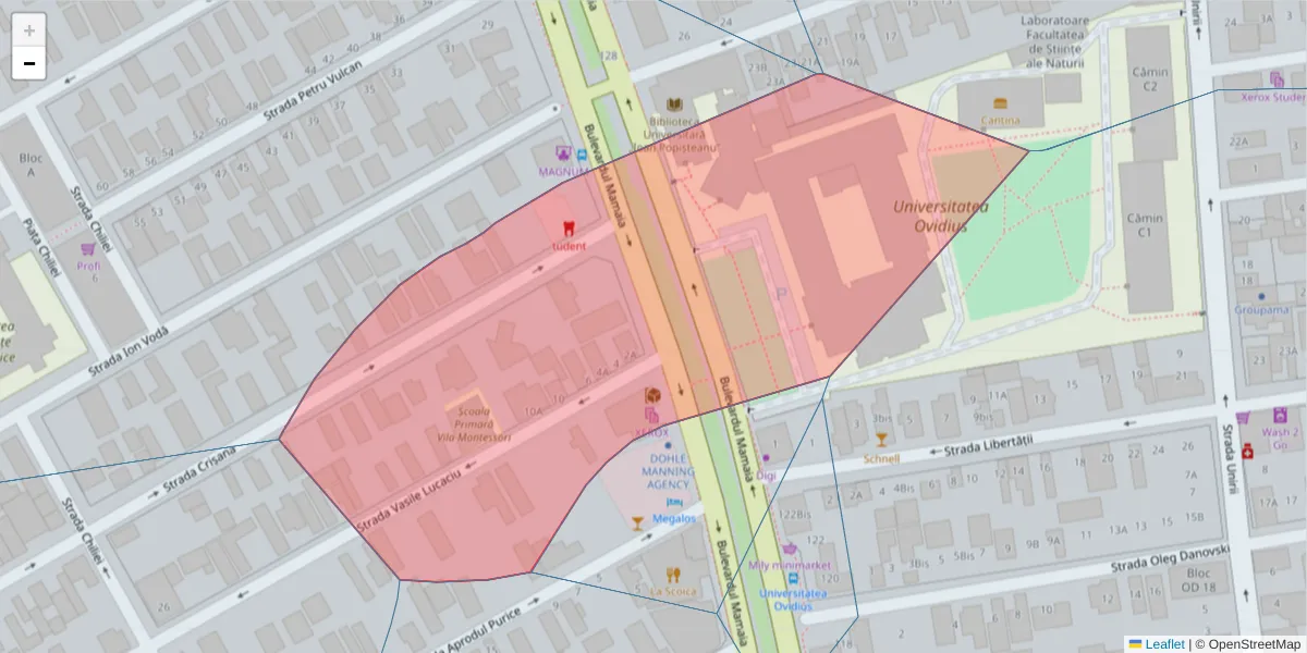 Hartă a codului poștal  și a codurilor poștale învecinate