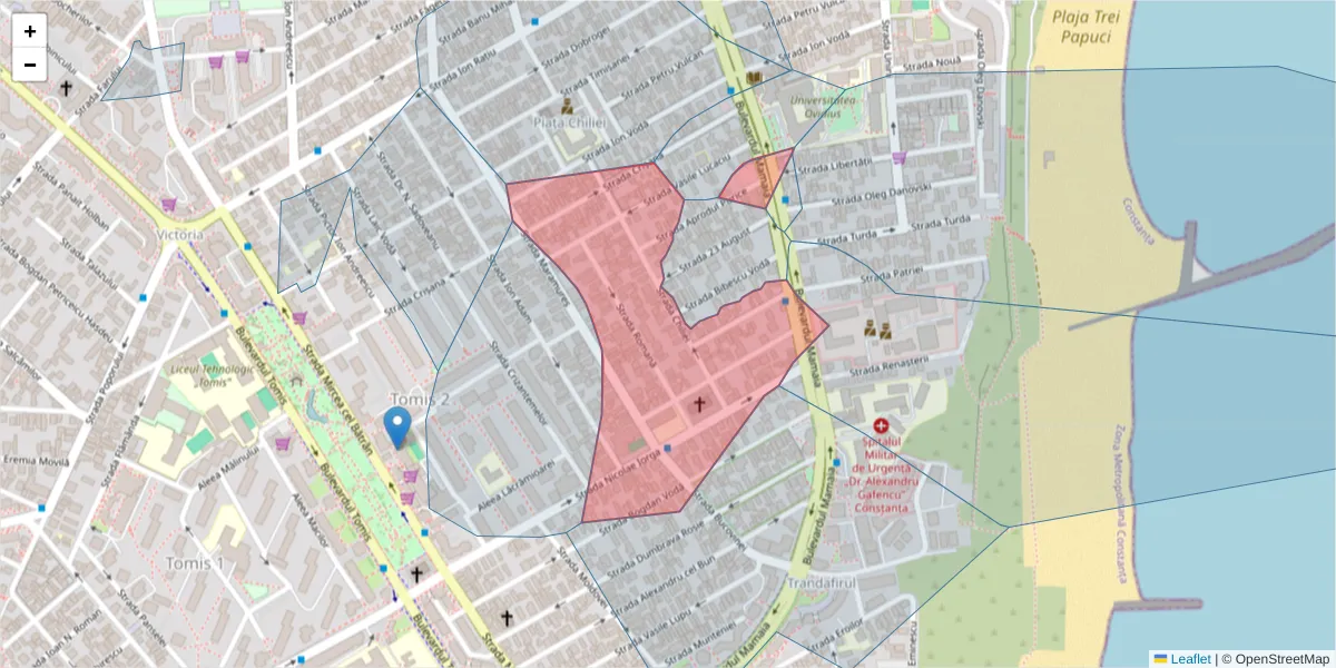 Hartă a codului poștal  și a codurilor poștale învecinate