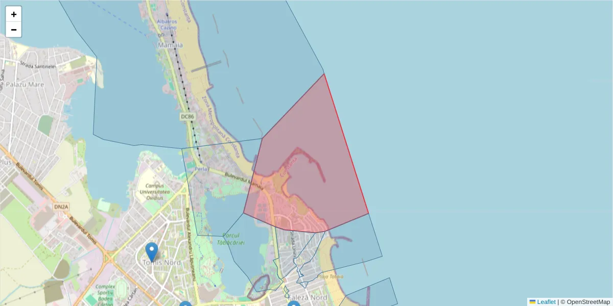 Hartă a codului poștal  și a codurilor poștale învecinate