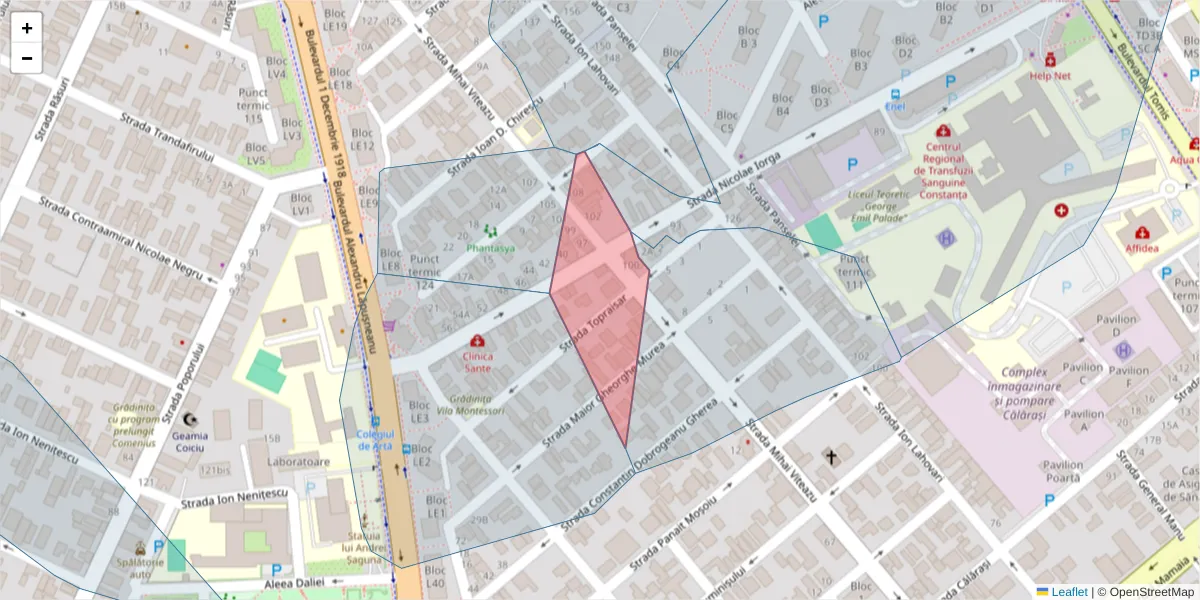 Hartă a codului poștal  și a codurilor poștale învecinate