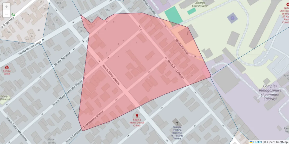 Hartă a codului poștal  și a codurilor poștale învecinate