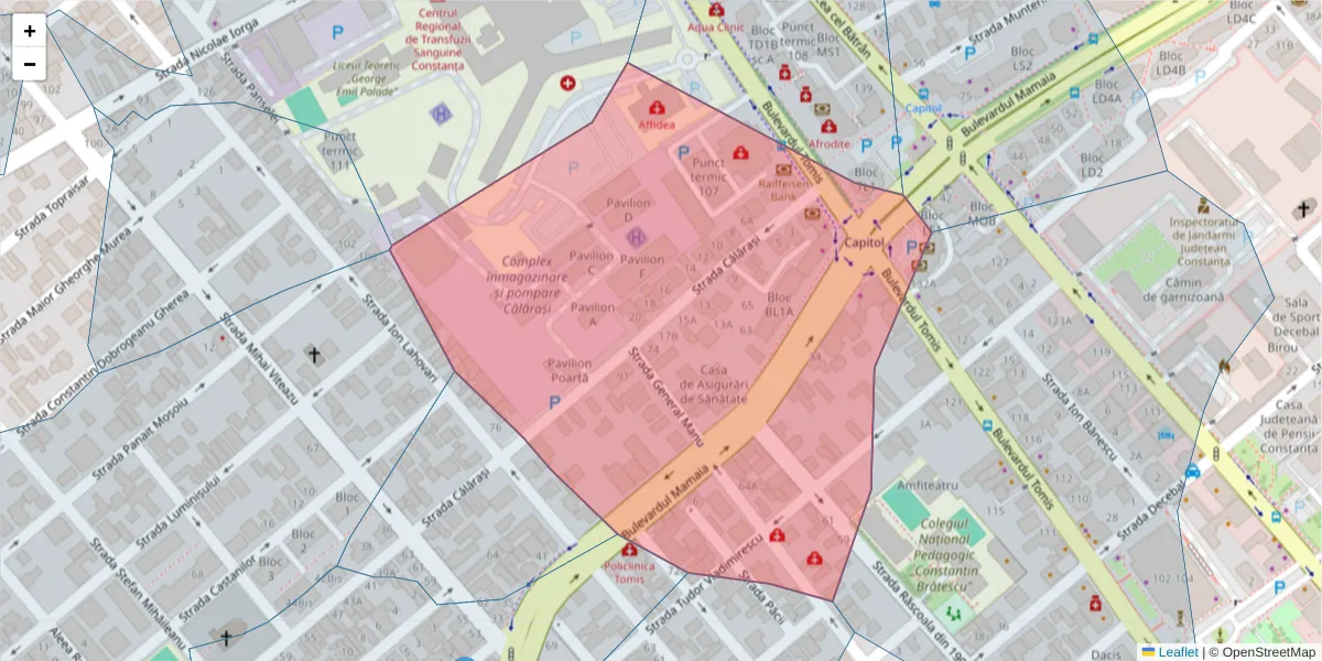 Hartă a codului poștal  și a codurilor poștale învecinate