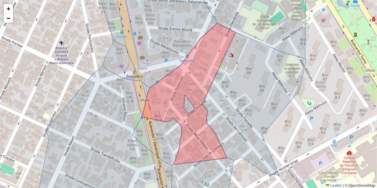 Hartă a codului poștal  și a codurilor poștale învecinate