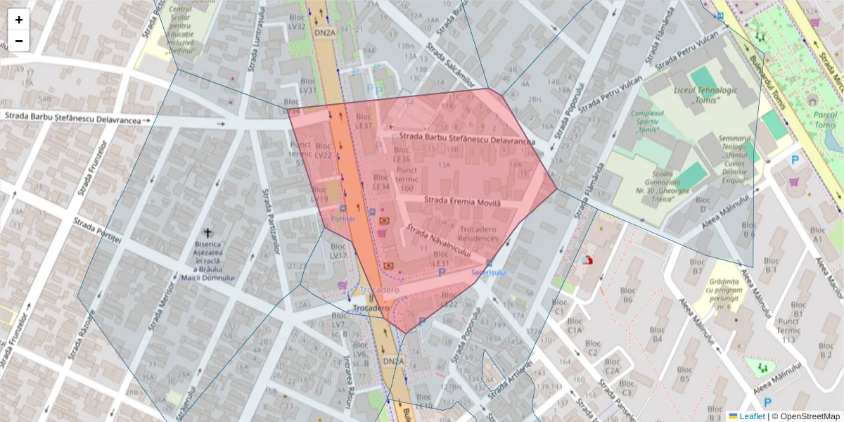 Hartă a codului poștal  și a codurilor poștale învecinate