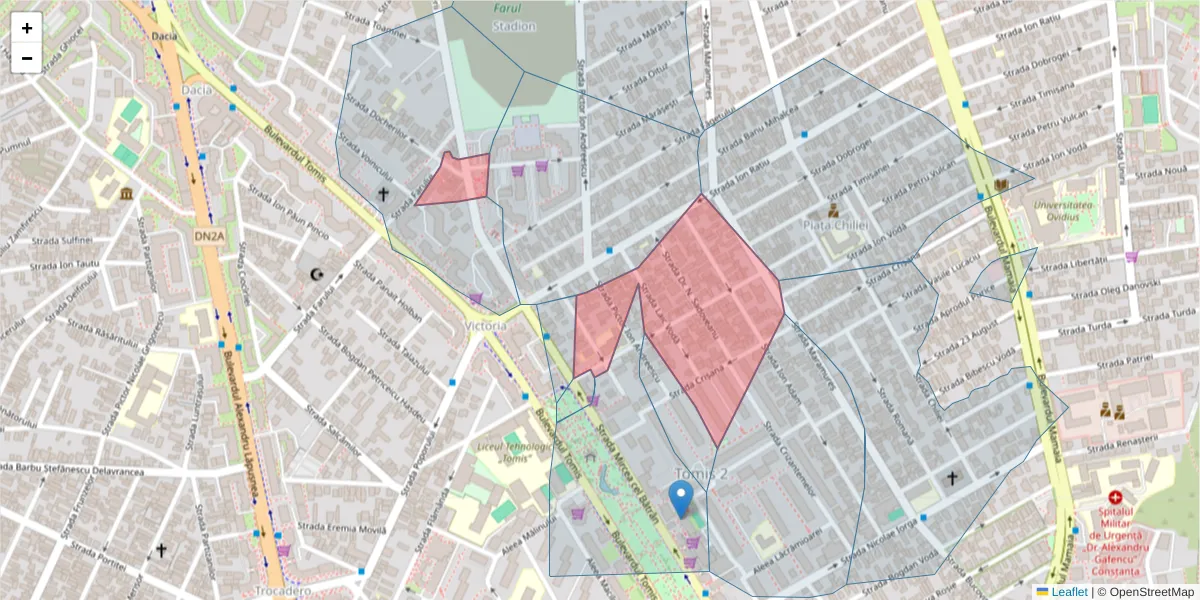 Hartă a codului poștal  și a codurilor poștale învecinate