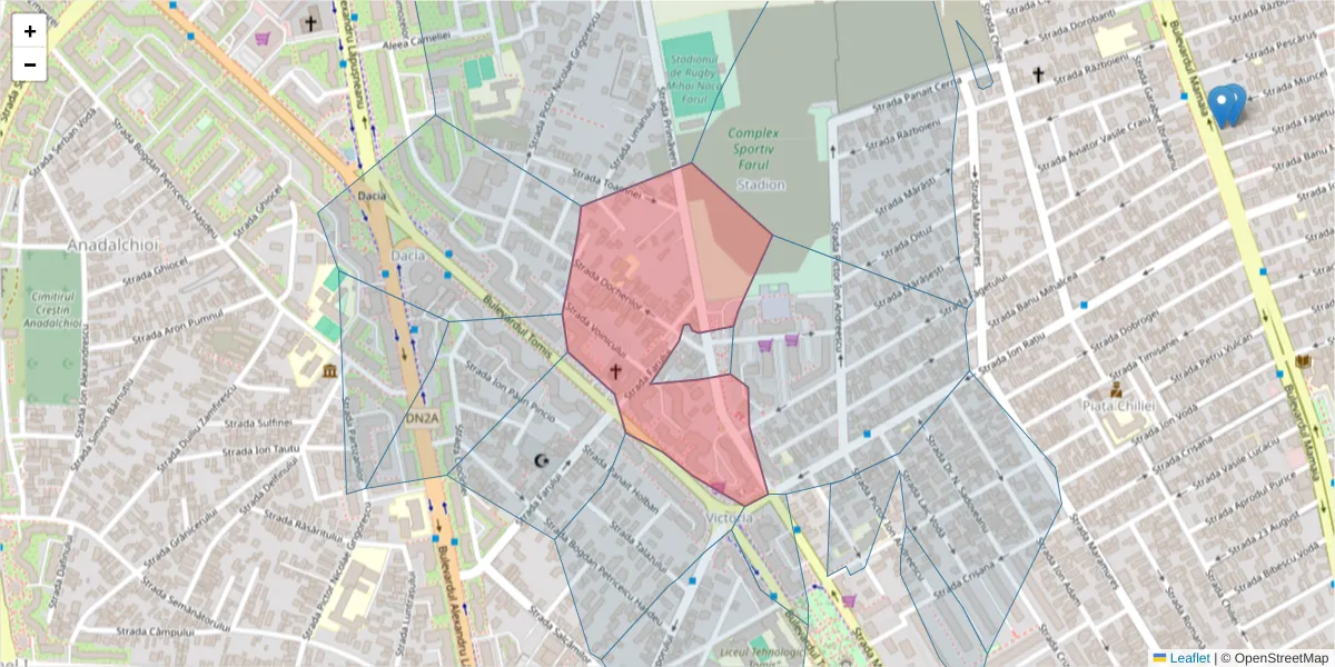 Hartă a codului poștal  și a codurilor poștale învecinate