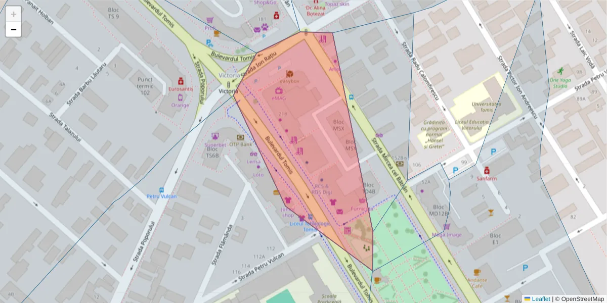 Hartă a codului poștal  și a codurilor poștale învecinate