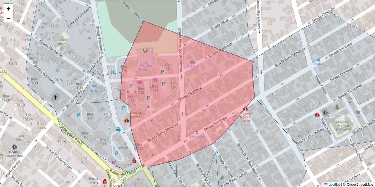 Hartă a codului poștal  și a codurilor poștale învecinate