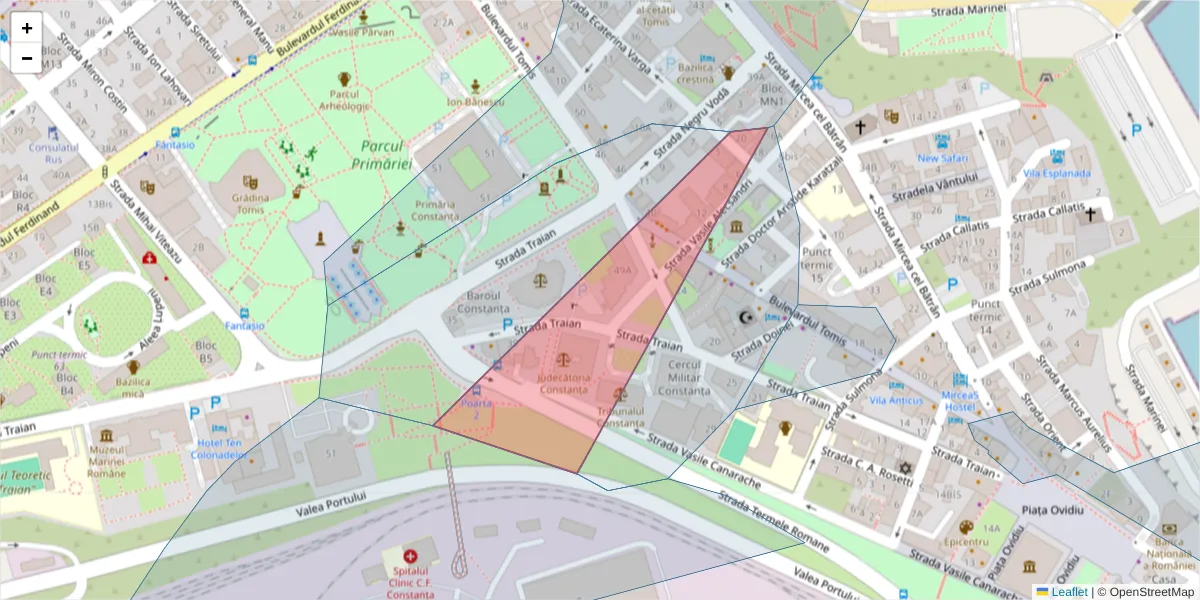 Hartă a codului poștal  și a codurilor poștale învecinate