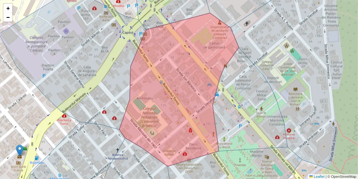 Hartă a codului poștal  și a codurilor poștale învecinate