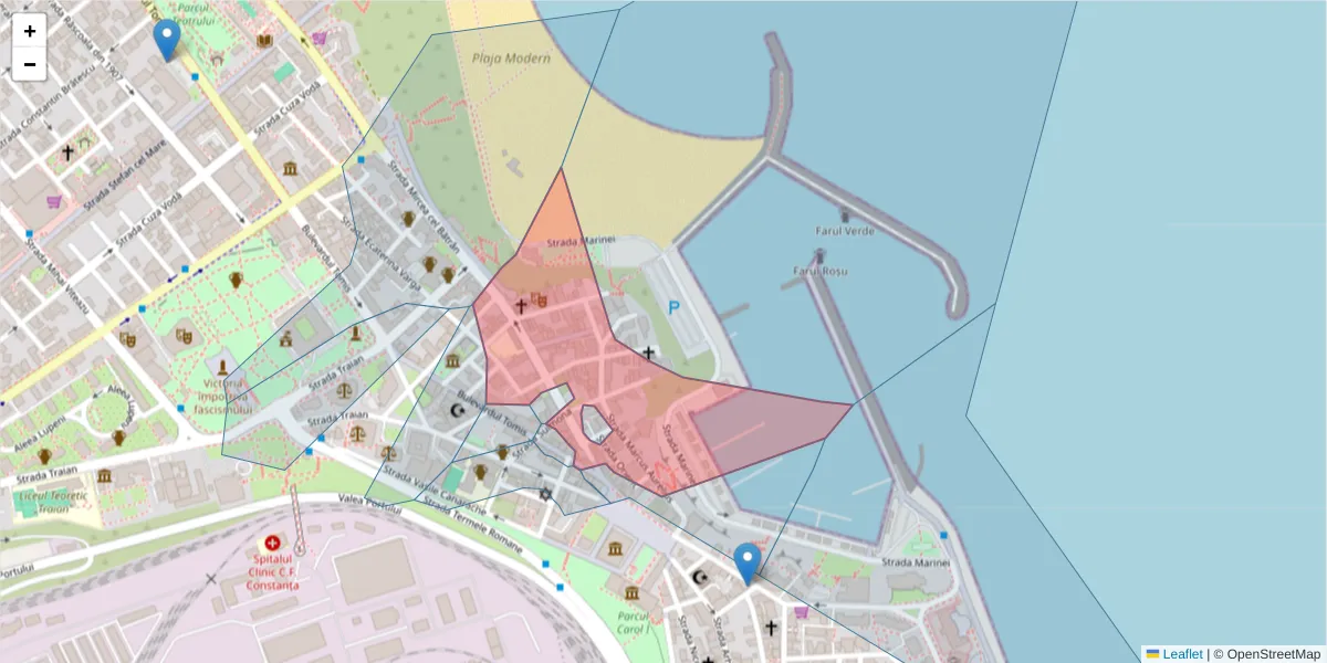 Hartă a codului poștal  și a codurilor poștale învecinate