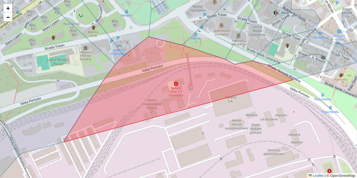 Hartă a codului poștal  și a codurilor poștale învecinate