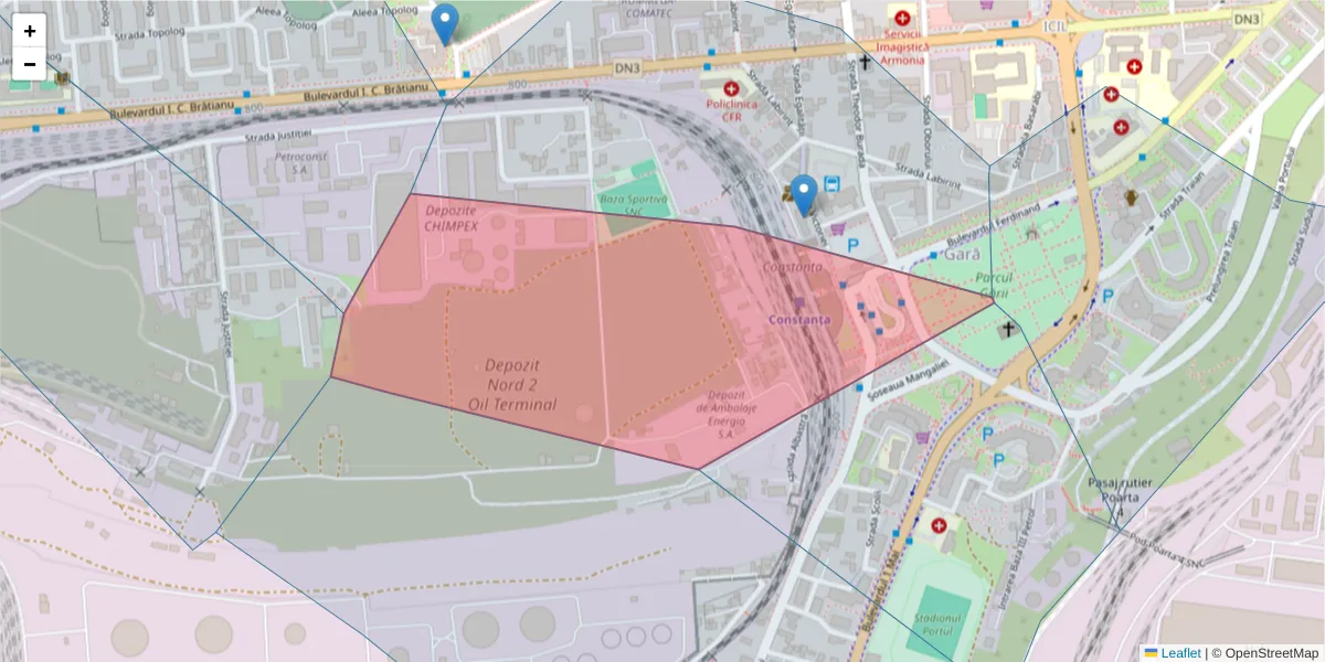 Hartă a codului poștal  și a codurilor poștale învecinate