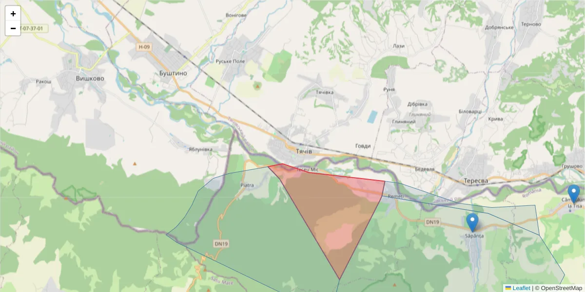 Hartă a codului poștal  și a codurilor poștale învecinate