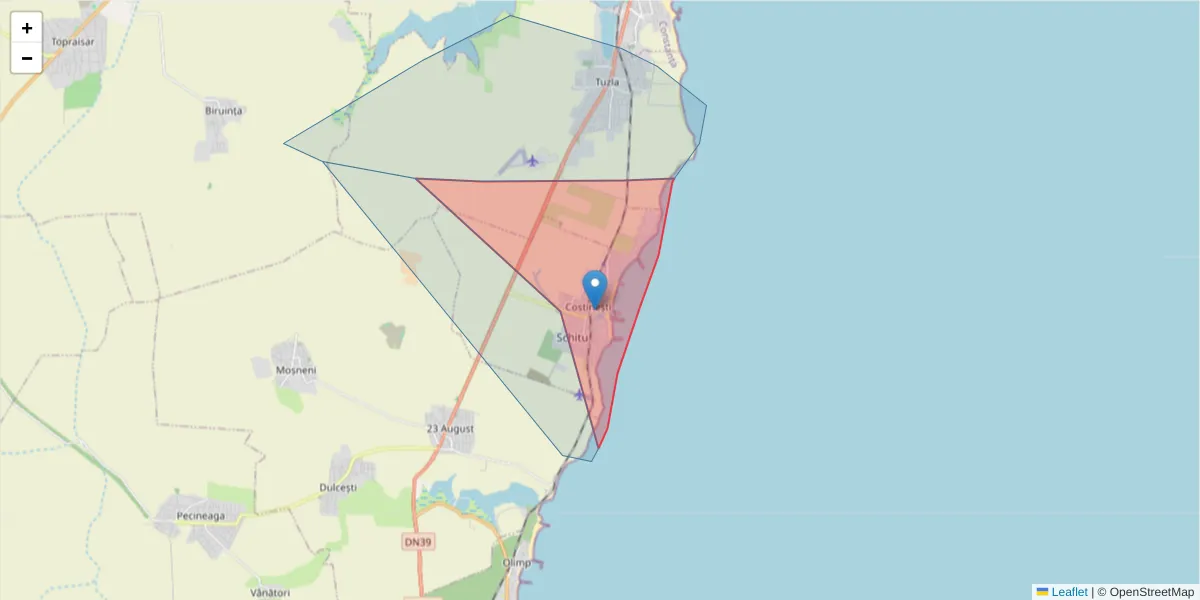 Hartă a codului poștal  și a codurilor poștale învecinate