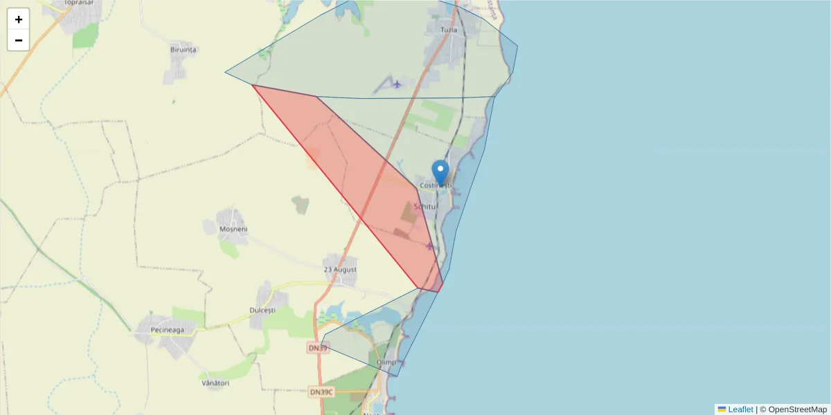 Hartă a codului poștal  și a codurilor poștale învecinate