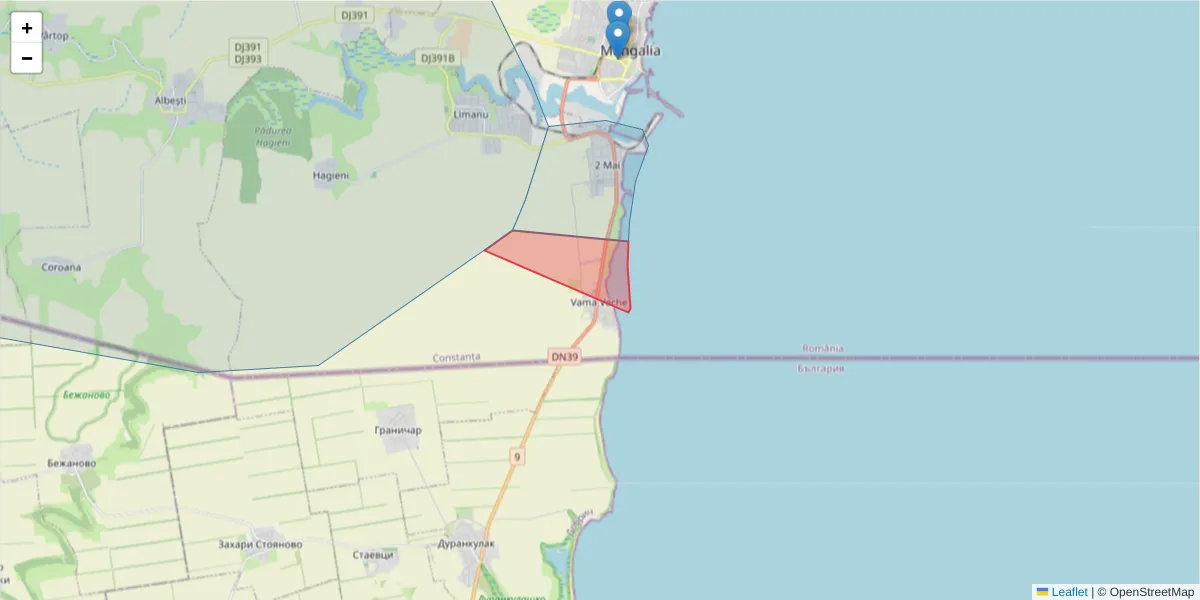 Hartă a codului poștal  și a codurilor poștale învecinate