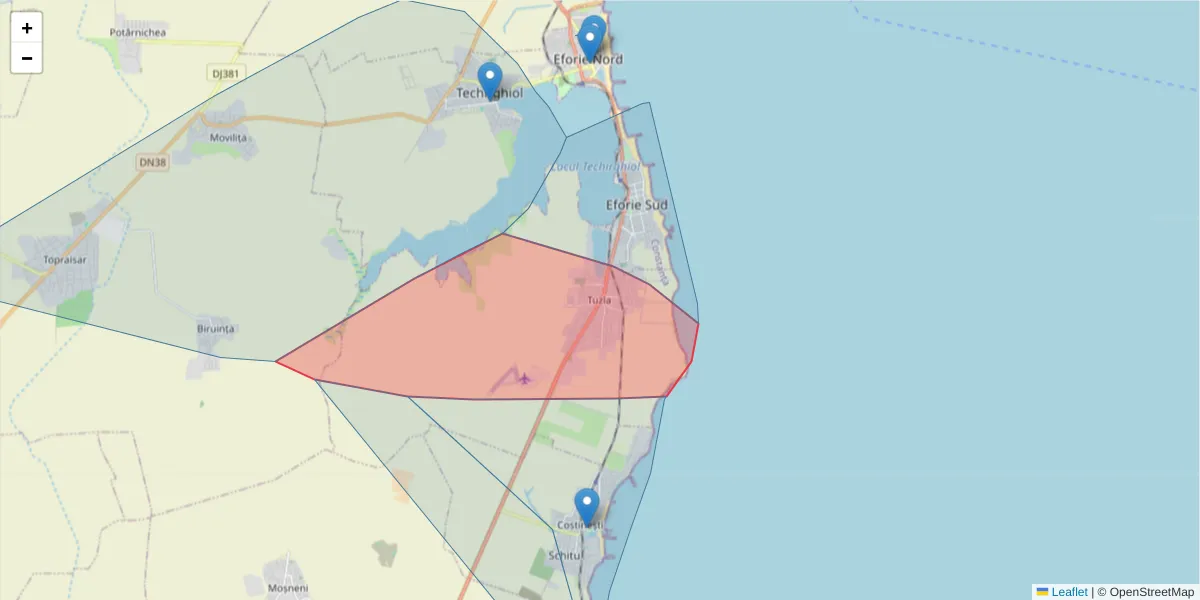 Hartă a codului poștal  și a codurilor poștale învecinate