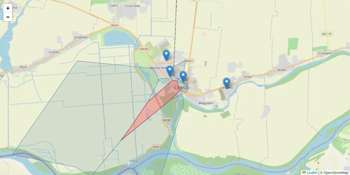 Hartă a codului poștal  și a codurilor poștale învecinate