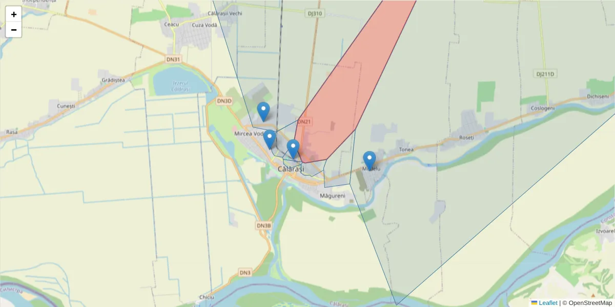 Hartă a codului poștal  și a codurilor poștale învecinate