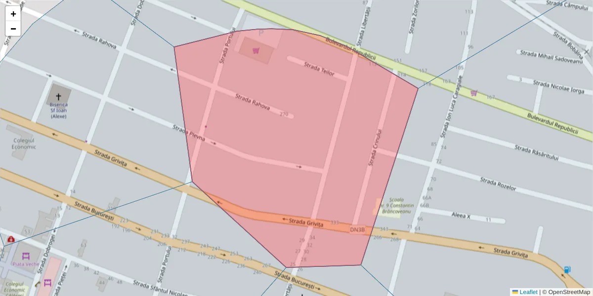 Hartă a codului poștal  și a codurilor poștale învecinate