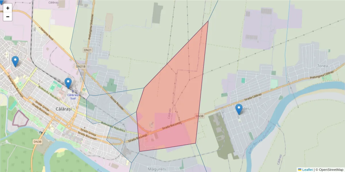 Hartă a codului poștal  și a codurilor poștale învecinate