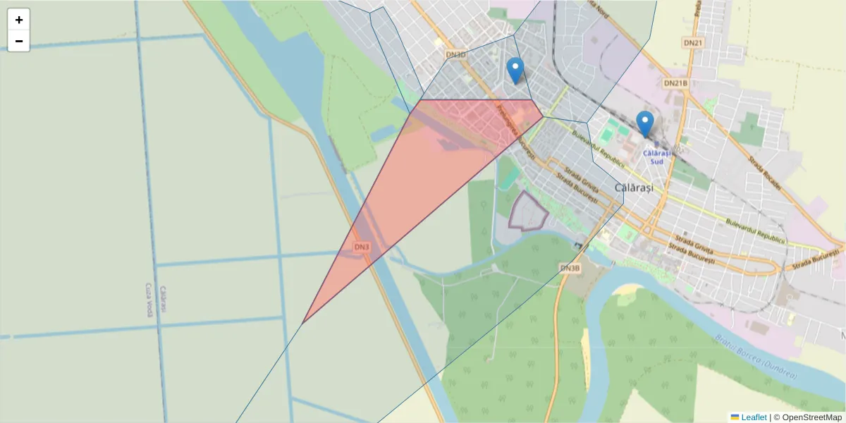 Hartă a codului poștal  și a codurilor poștale învecinate